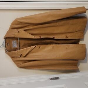 Juliet Michelle By Adler Tan Leather Lambskin Blazer Jacket Large